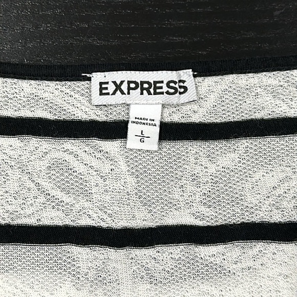 Express White Lace Striped Long Sleeve Top - L - Picture 5 of 10